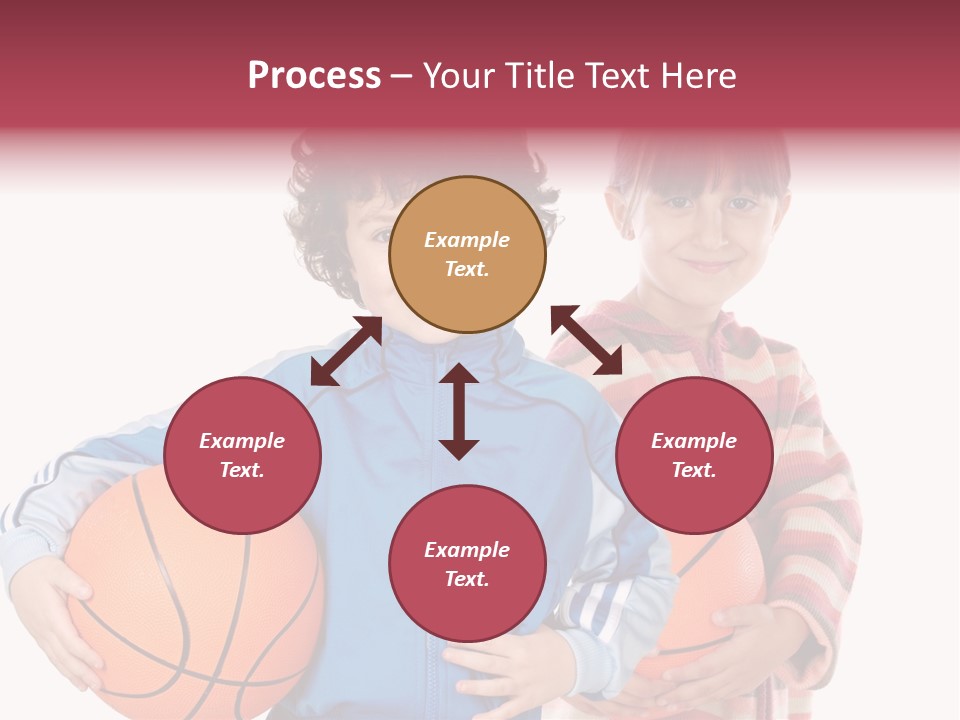 Two Adorable Children With Basketball On A Over White Background PowerPoint Template