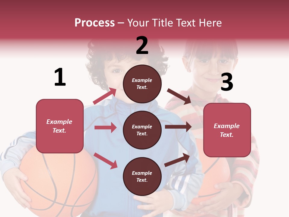 Two Adorable Children With Basketball On A Over White Background PowerPoint Template