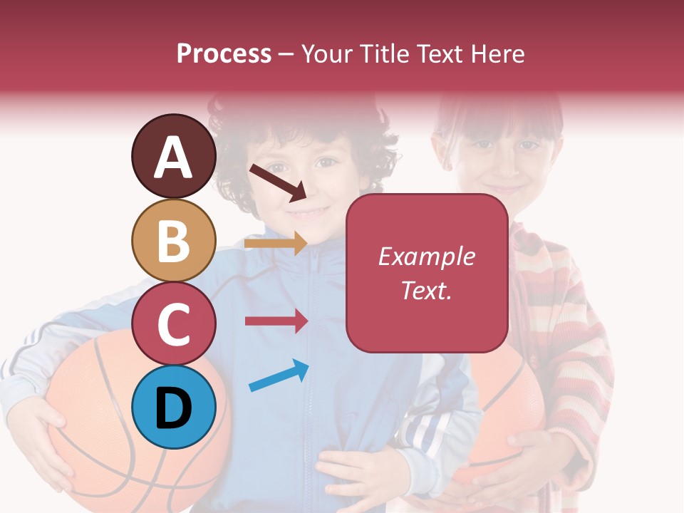 Two Adorable Children With Basketball On A Over White Background PowerPoint Template