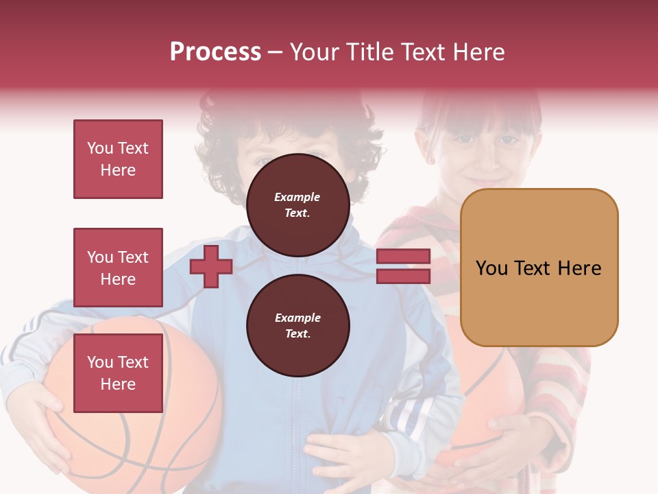 Two Adorable Children With Basketball On A Over White Background PowerPoint Template