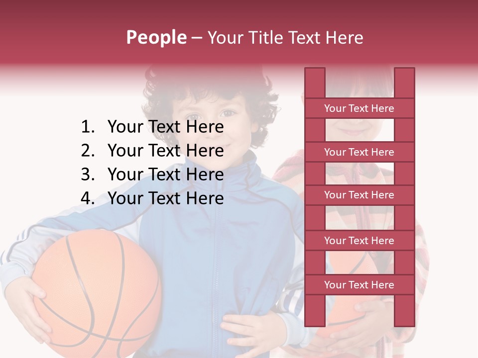 Two Adorable Children With Basketball On A Over White Background PowerPoint Template