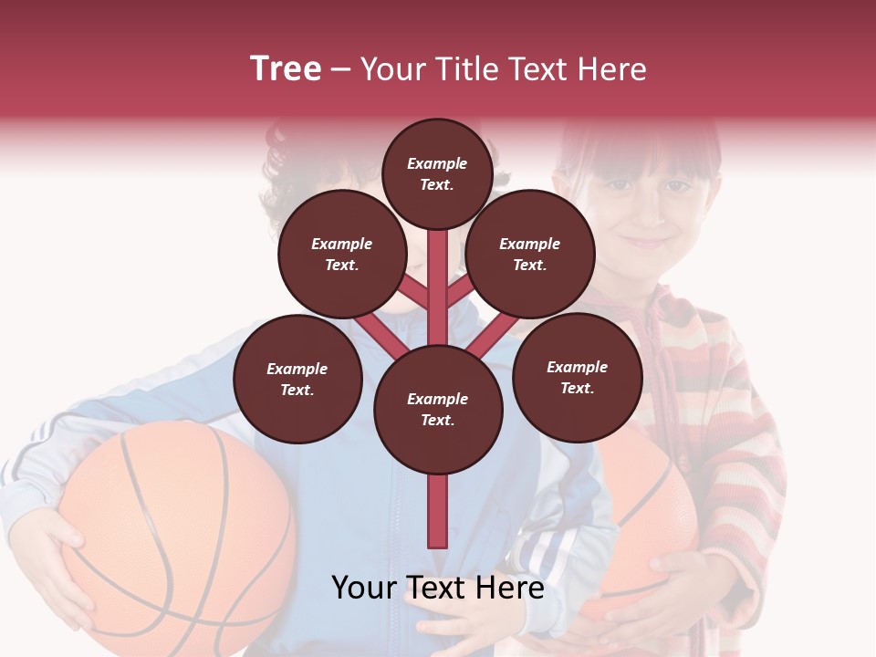 Two Adorable Children With Basketball On A Over White Background PowerPoint Template