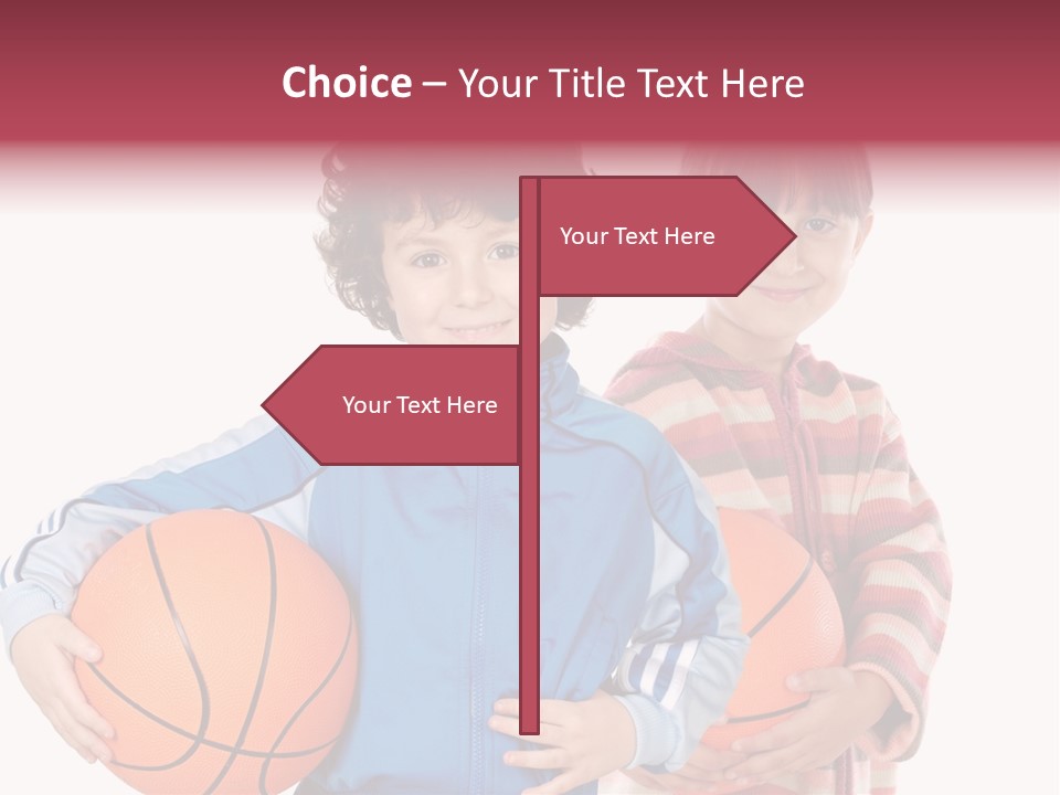 Two Adorable Children With Basketball On A Over White Background PowerPoint Template