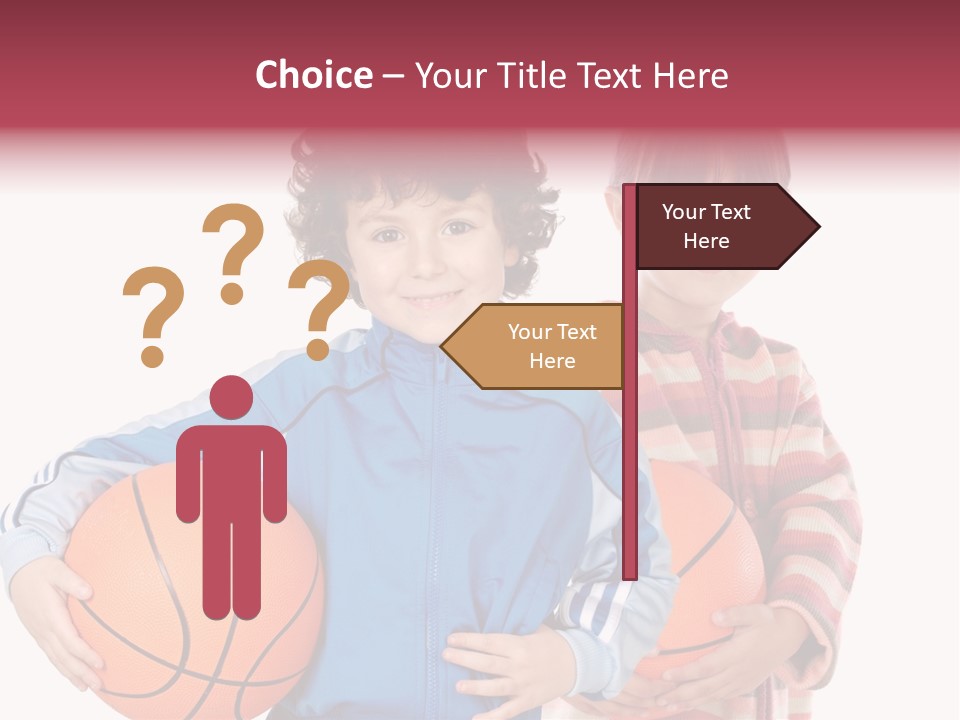 Two Adorable Children With Basketball On A Over White Background PowerPoint Template