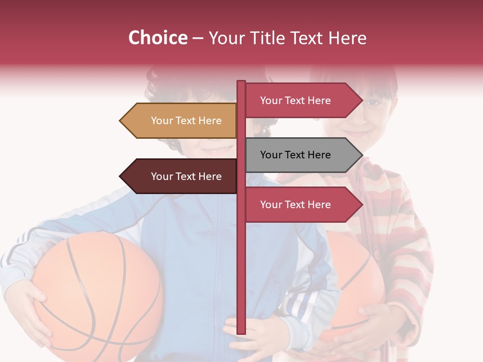 Two Adorable Children With Basketball On A Over White Background PowerPoint Template