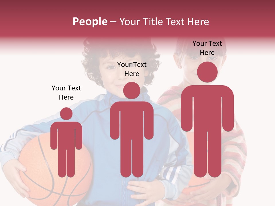 Two Adorable Children With Basketball On A Over White Background PowerPoint Template