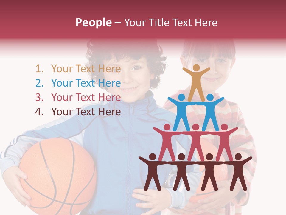 Two Adorable Children With Basketball On A Over White Background PowerPoint Template