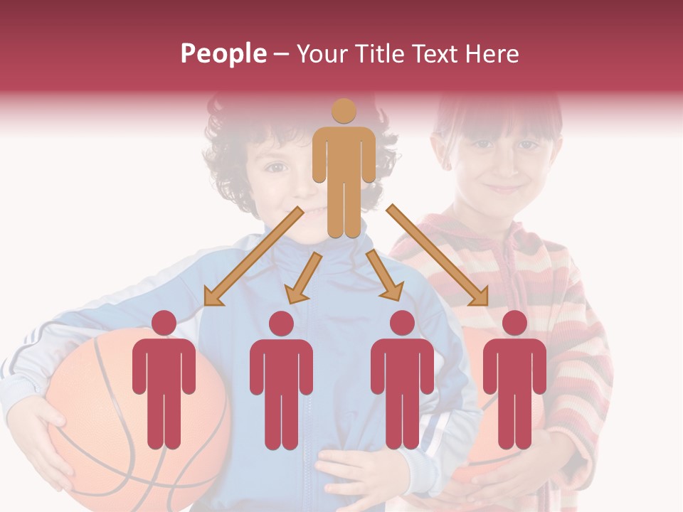 Two Adorable Children With Basketball On A Over White Background PowerPoint Template