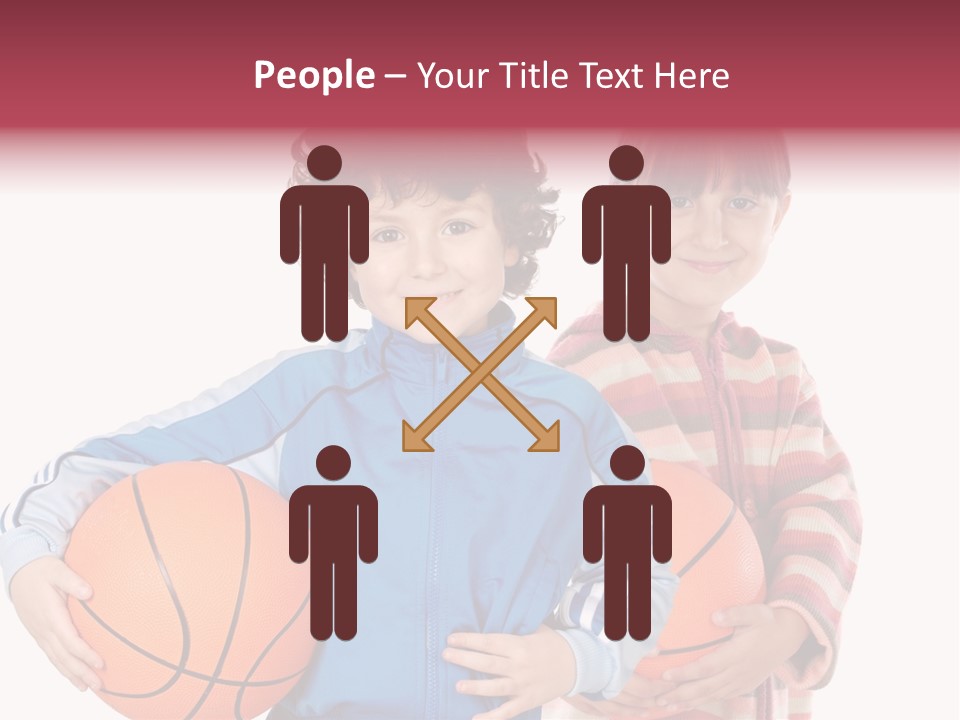 Two Adorable Children With Basketball On A Over White Background PowerPoint Template