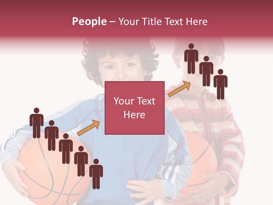 Two Adorable Children With Basketball On A Over White Background PowerPoint Template