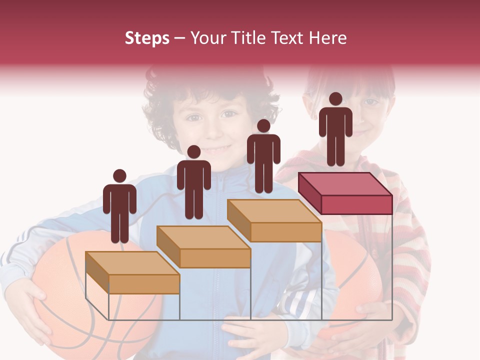 Two Adorable Children With Basketball On A Over White Background PowerPoint Template