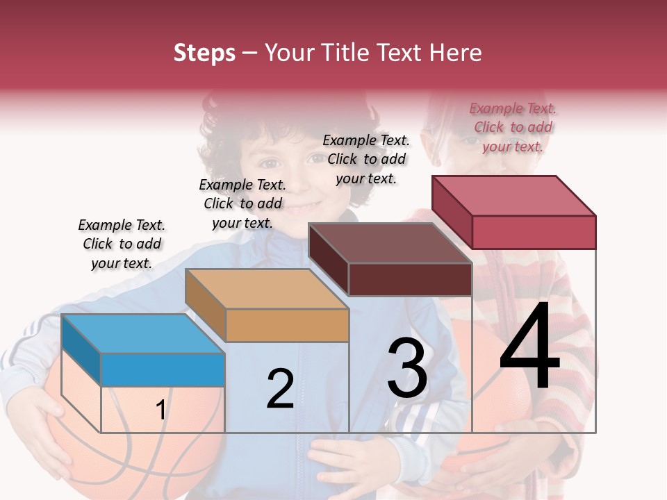 Two Adorable Children With Basketball On A Over White Background PowerPoint Template