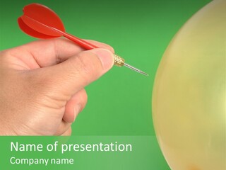 Hand Dart Punctured Balloon PowerPoint Template