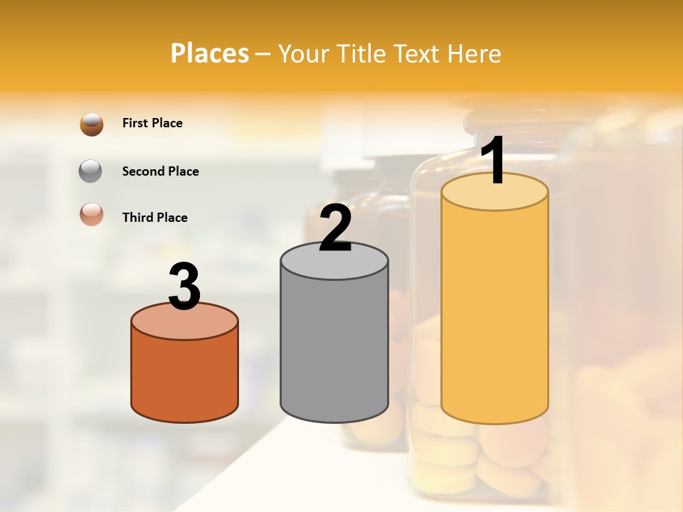 Row Of Bottles And Pills On A Chemists Counter PowerPoint Template