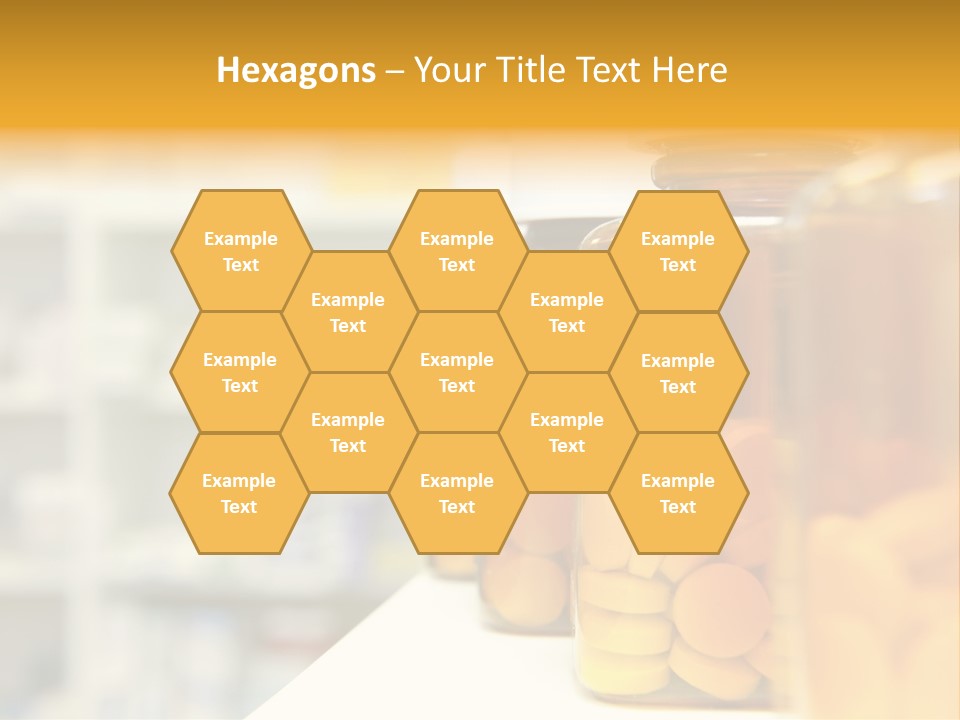 Row Of Bottles And Pills On A Chemists Counter PowerPoint Template