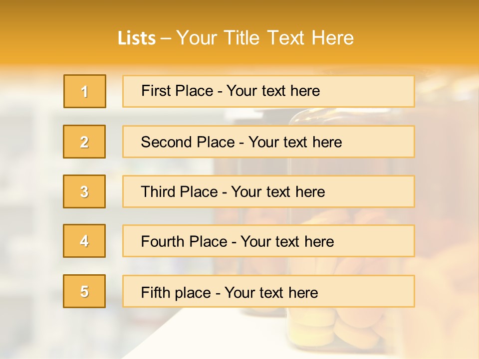 Row Of Bottles And Pills On A Chemists Counter PowerPoint Template