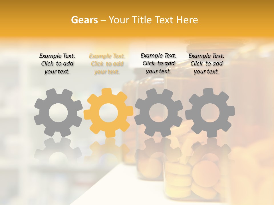 Row Of Bottles And Pills On A Chemists Counter PowerPoint Template