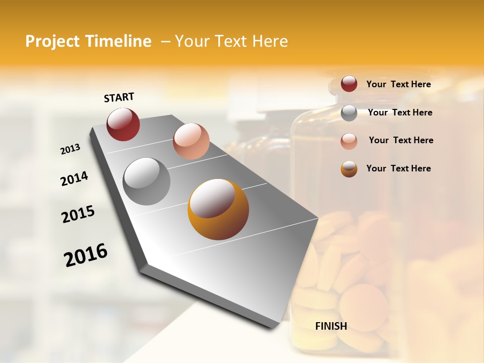 Row Of Bottles And Pills On A Chemists Counter PowerPoint Template