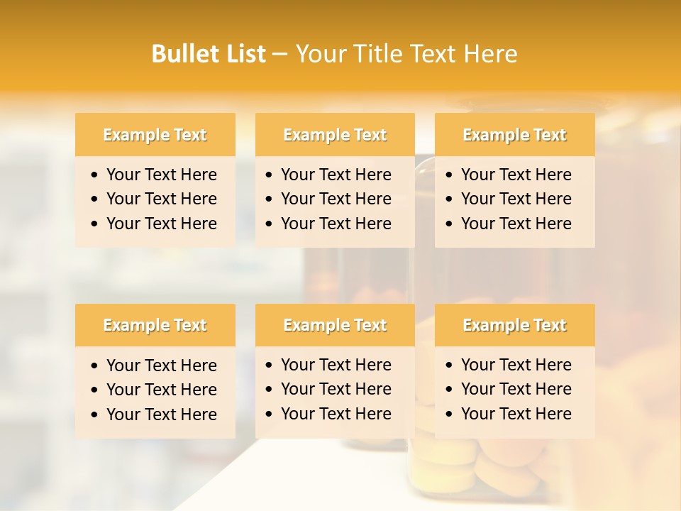 Row Of Bottles And Pills On A Chemists Counter PowerPoint Template