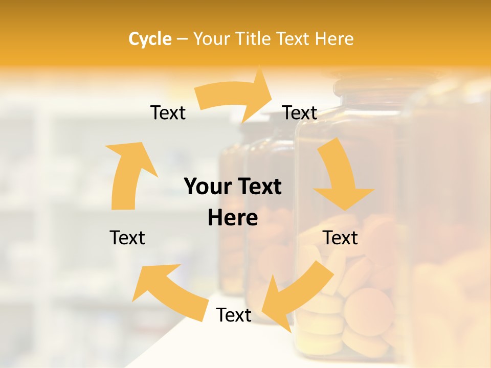 Row Of Bottles And Pills On A Chemists Counter PowerPoint Template