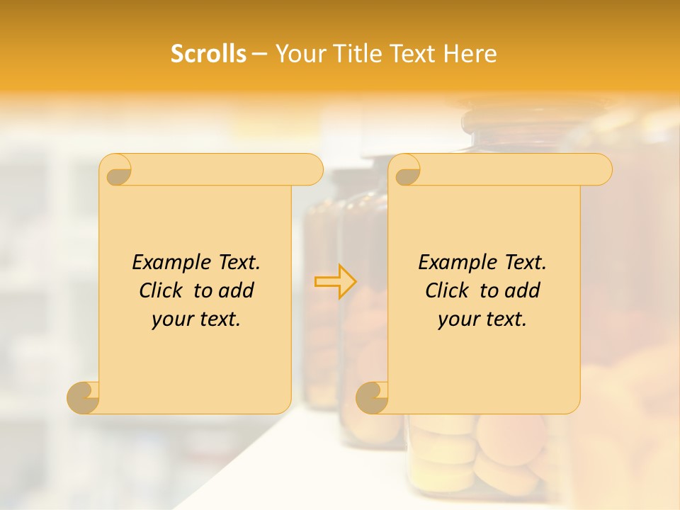 Row Of Bottles And Pills On A Chemists Counter PowerPoint Template