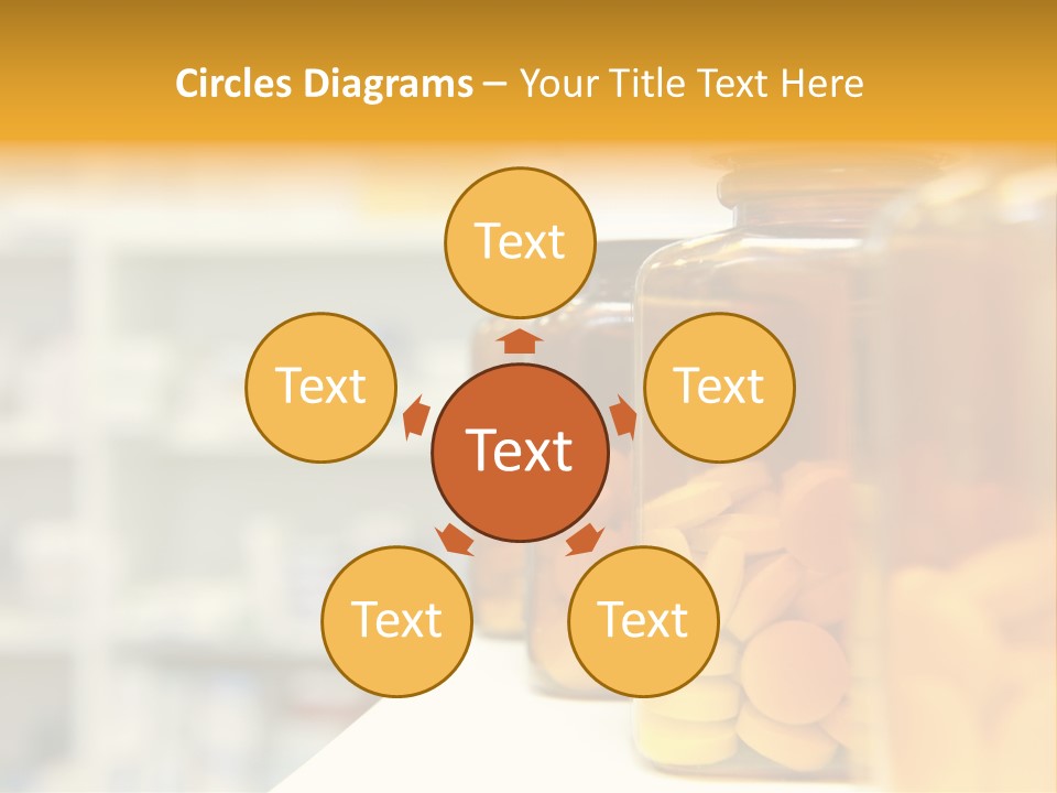 Row Of Bottles And Pills On A Chemists Counter PowerPoint Template