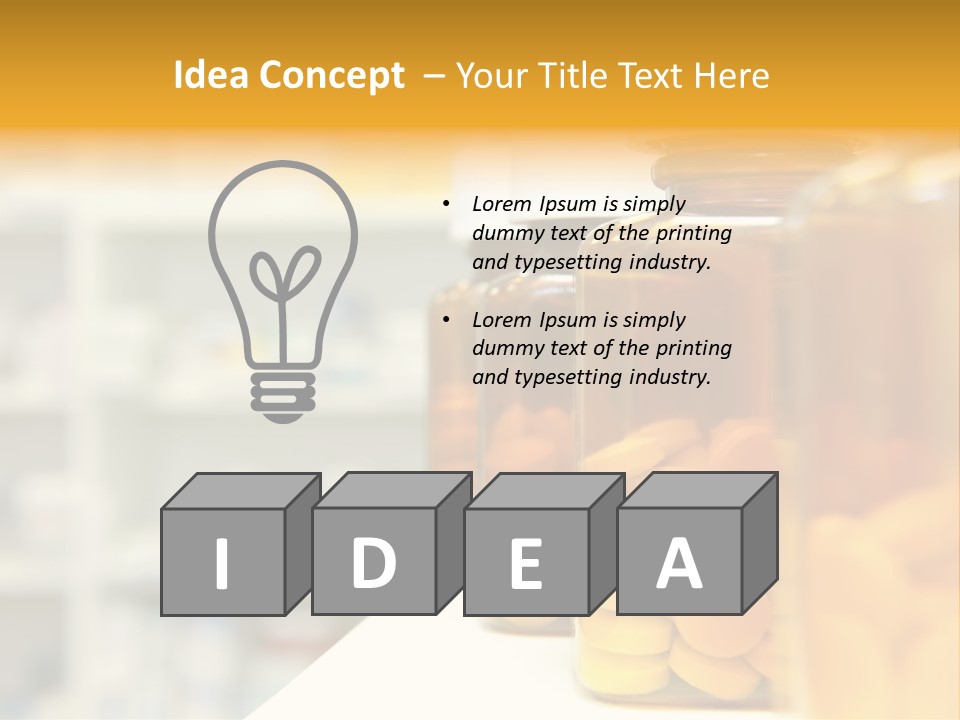 Row Of Bottles And Pills On A Chemists Counter PowerPoint Template