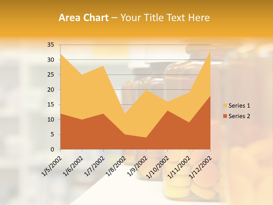 Row Of Bottles And Pills On A Chemists Counter PowerPoint Template