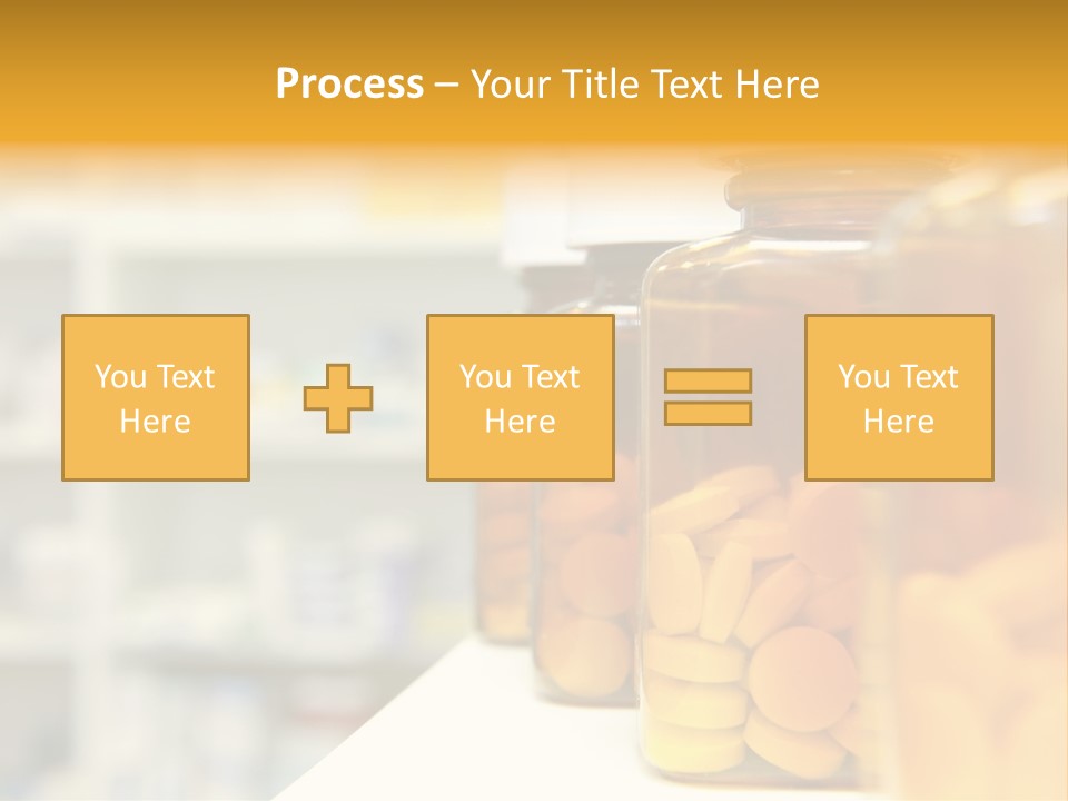 Row Of Bottles And Pills On A Chemists Counter PowerPoint Template