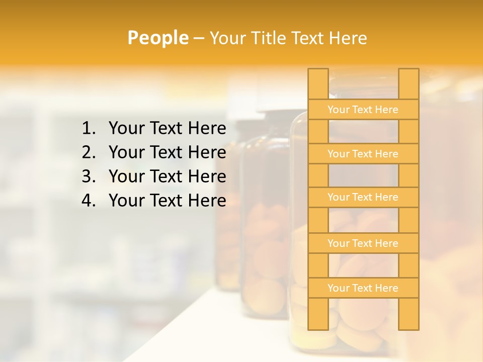 Row Of Bottles And Pills On A Chemists Counter PowerPoint Template