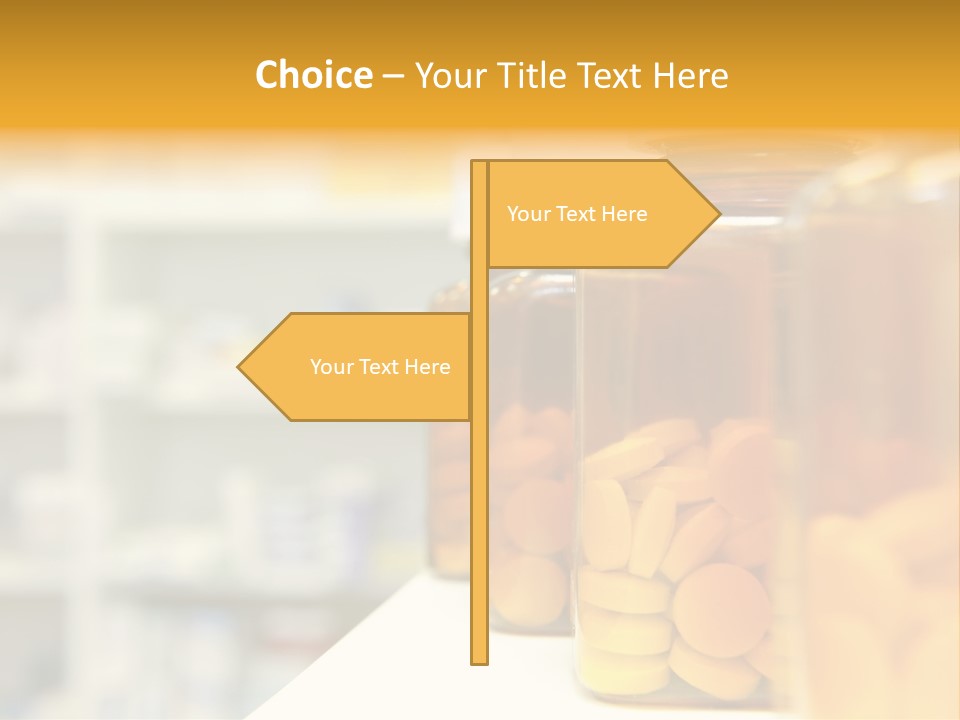 Row Of Bottles And Pills On A Chemists Counter PowerPoint Template