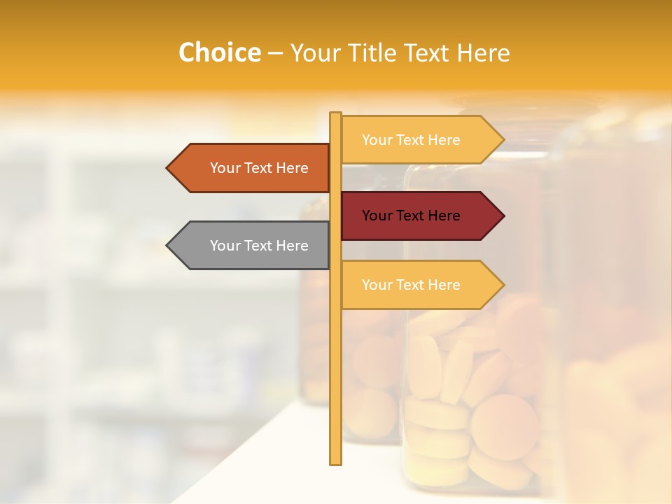Row Of Bottles And Pills On A Chemists Counter PowerPoint Template