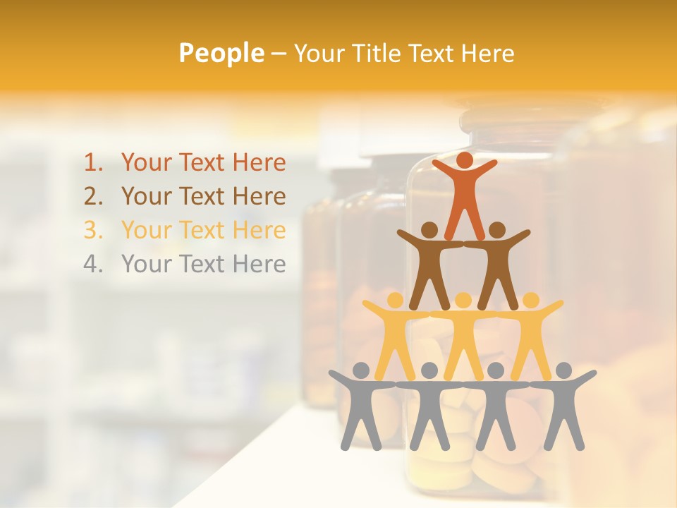 Row Of Bottles And Pills On A Chemists Counter PowerPoint Template