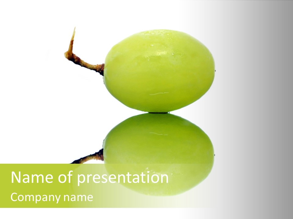 Close Up Of A Green Grapes Isolated Over White Background. PowerPoint Template