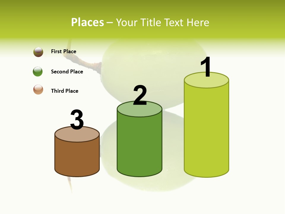 Close Up Of A Green Grapes Isolated Over White Background. PowerPoint Template