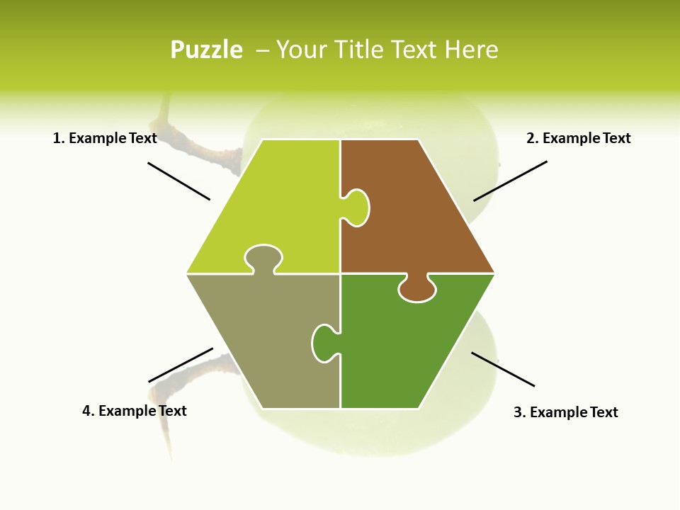 Close Up Of A Green Grapes Isolated Over White Background. PowerPoint Template