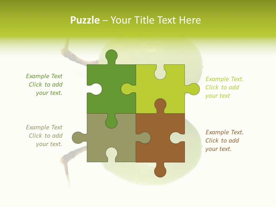 Close Up Of A Green Grapes Isolated Over White Background. PowerPoint Template