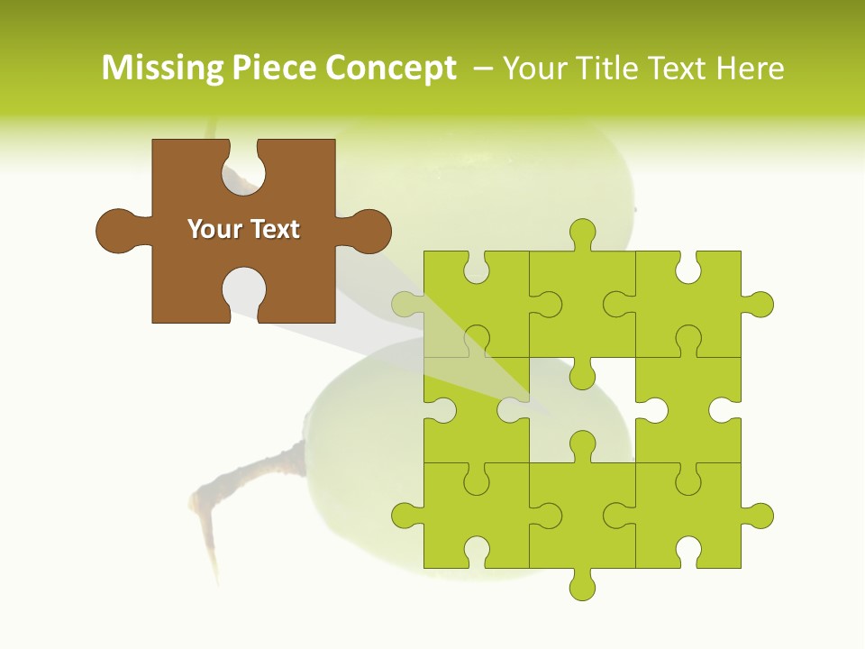 Close Up Of A Green Grapes Isolated Over White Background. PowerPoint Template