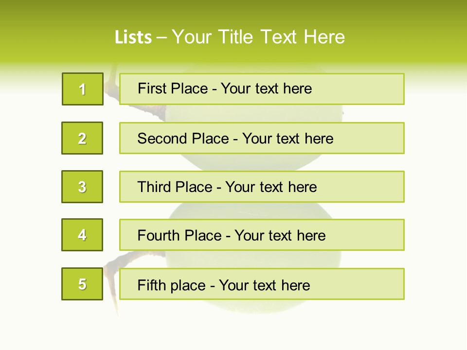 Close Up Of A Green Grapes Isolated Over White Background. PowerPoint Template