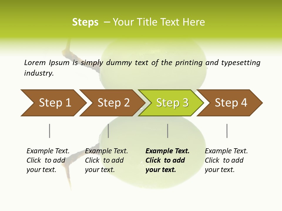 Close Up Of A Green Grapes Isolated Over White Background. PowerPoint Template