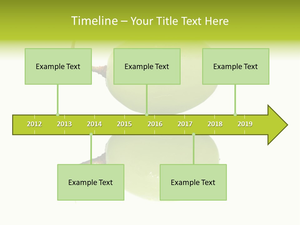 Close Up Of A Green Grapes Isolated Over White Background. PowerPoint Template