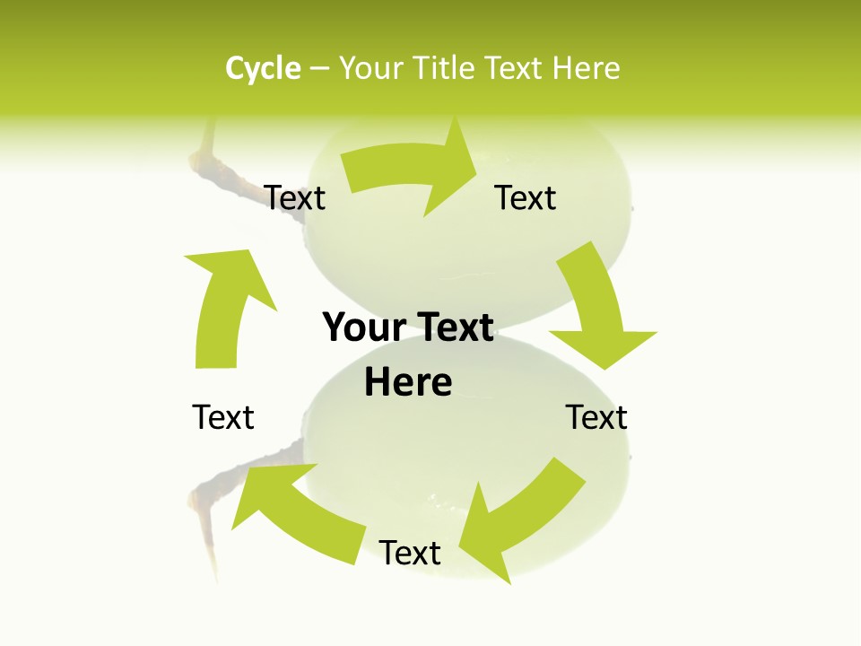 Close Up Of A Green Grapes Isolated Over White Background. PowerPoint Template