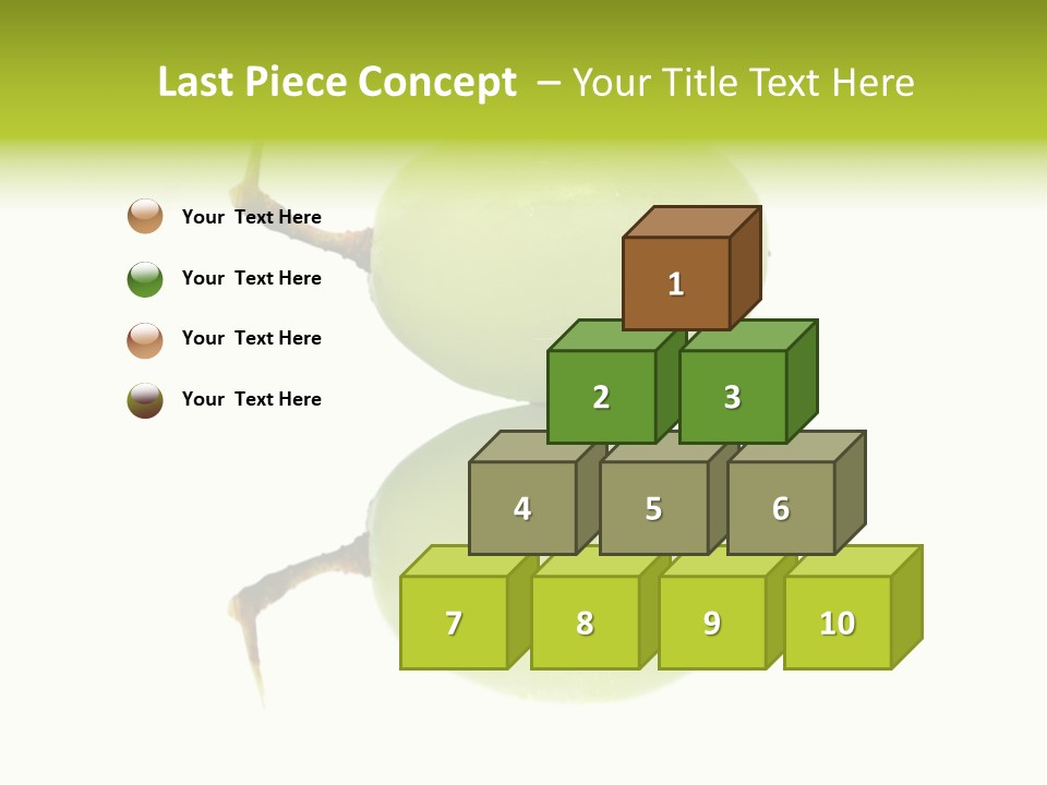 Close Up Of A Green Grapes Isolated Over White Background. PowerPoint Template