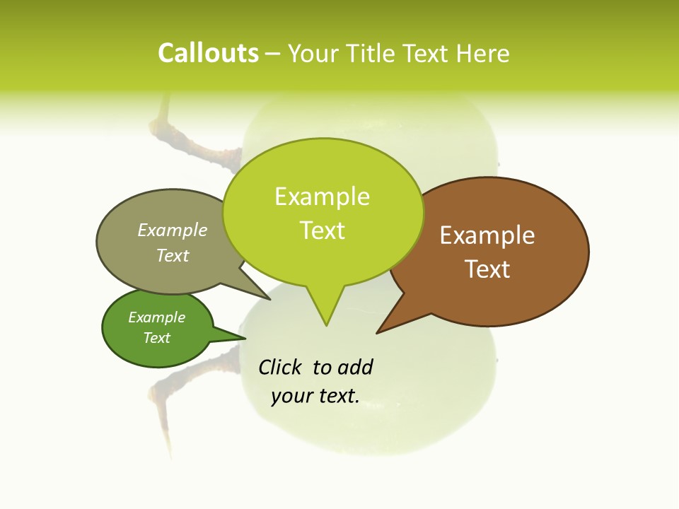 Close Up Of A Green Grapes Isolated Over White Background. PowerPoint Template