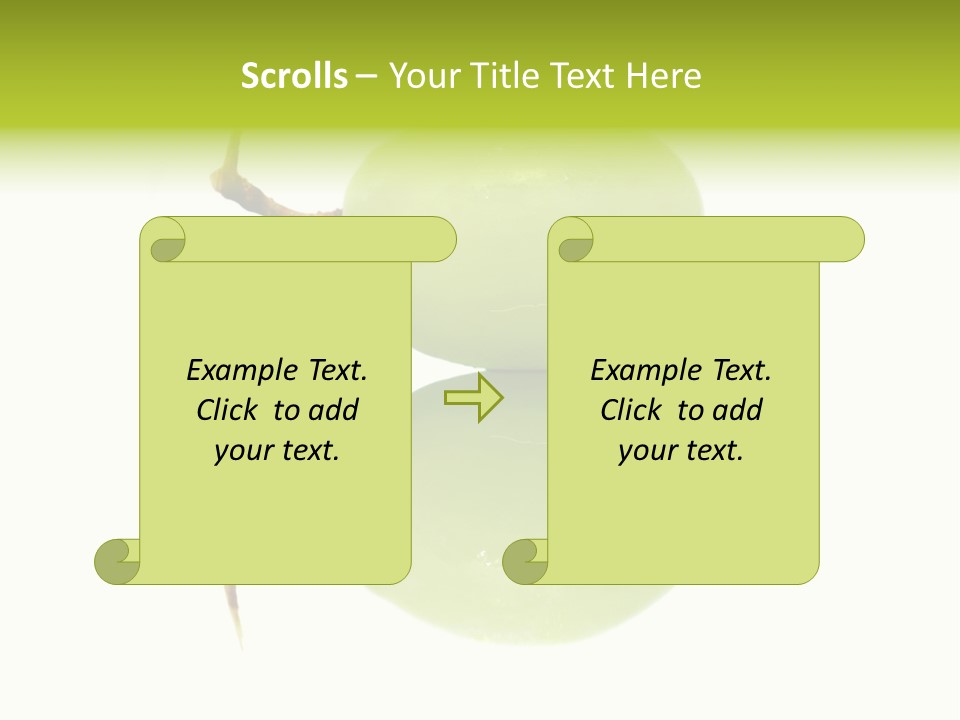 Close Up Of A Green Grapes Isolated Over White Background. PowerPoint Template