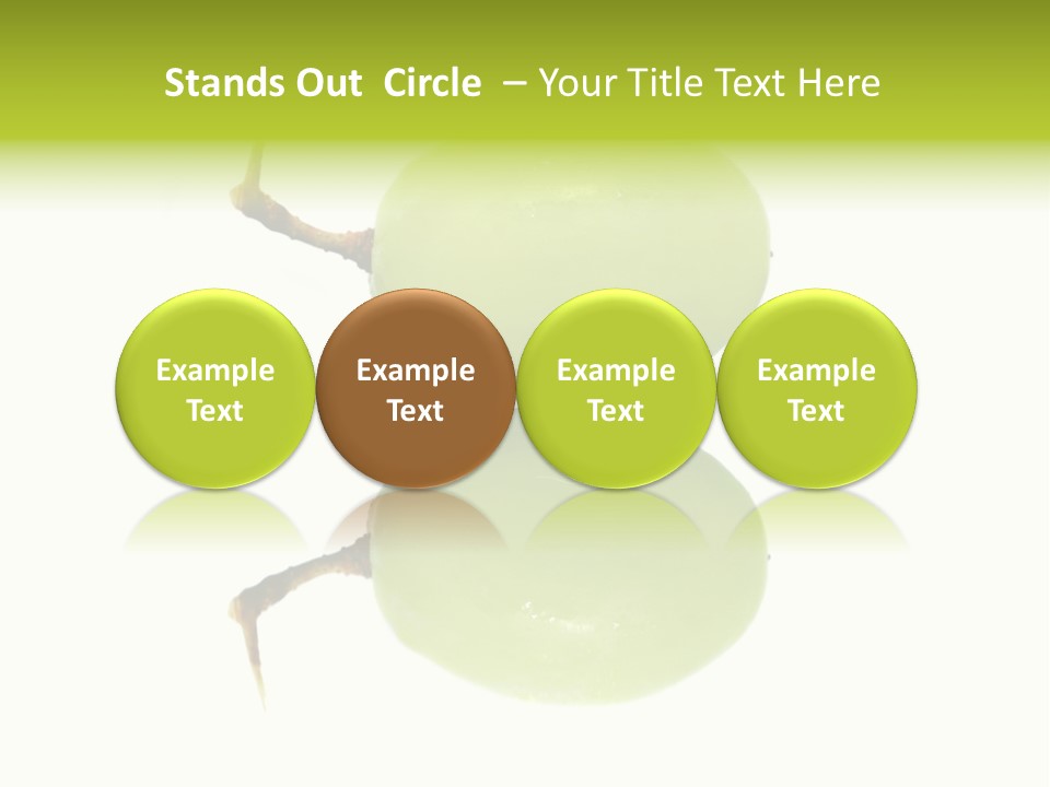 Close Up Of A Green Grapes Isolated Over White Background. PowerPoint Template