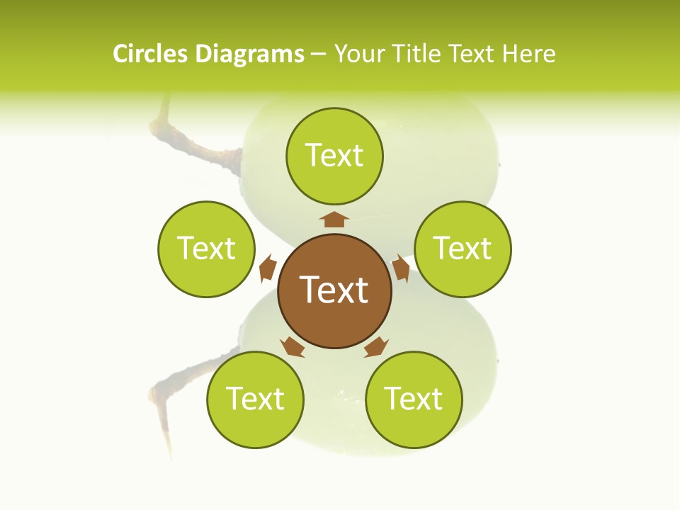 Close Up Of A Green Grapes Isolated Over White Background. PowerPoint Template