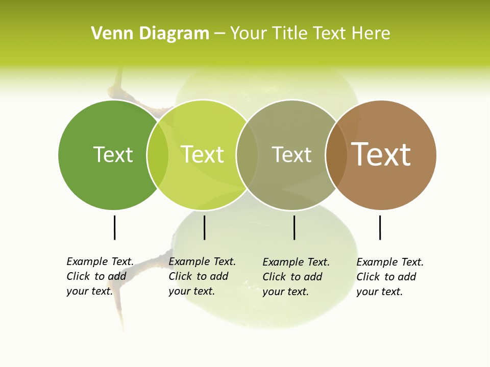 Close Up Of A Green Grapes Isolated Over White Background. PowerPoint Template