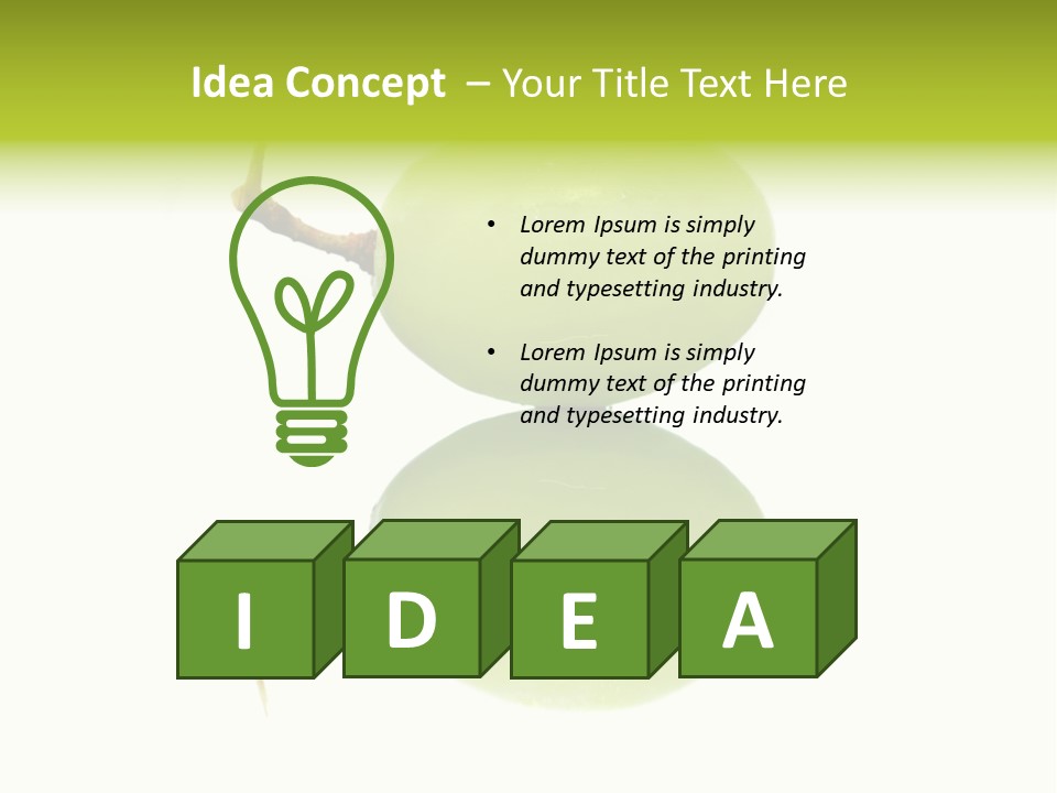 Close Up Of A Green Grapes Isolated Over White Background. PowerPoint Template