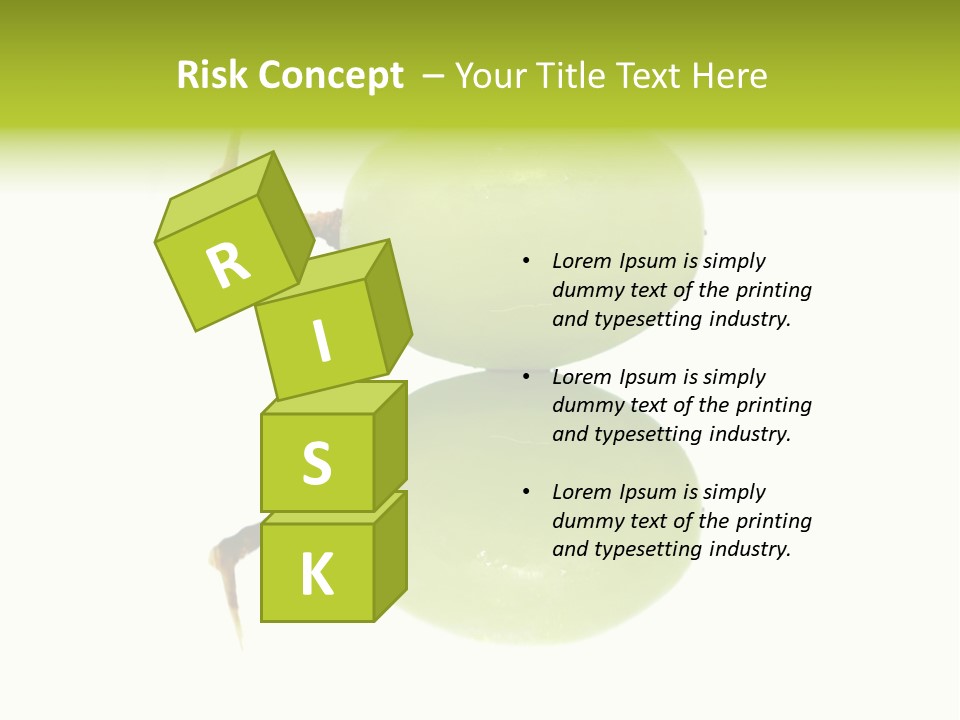 Close Up Of A Green Grapes Isolated Over White Background. PowerPoint Template